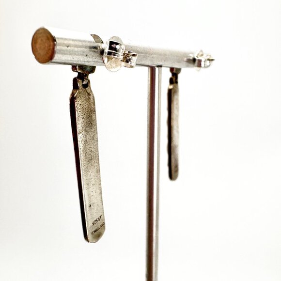 VTG Solid Sterling Silver 925 Scroll Design Dangle Earrings Size 1.5" Length - Picture 5 of 12